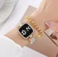 5PCS/Set Women's Watch Fashion Leather Band Analog Quartz Watches Heart Jewelry Set(Without Box)