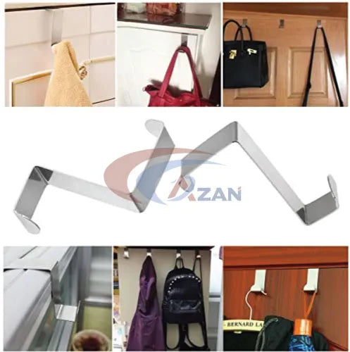 Pack of 2 Door Hanger Hook | Original Over The Door Hanger Hook | Stainless Steel Door Hangers Hooks | Z-Shaped Door Hanger use to Hang Kitchen Cabinet Clothes , Hanging Storage Rack for Hat, Purses, Scarves, Jackets, Belt | Premium Quality