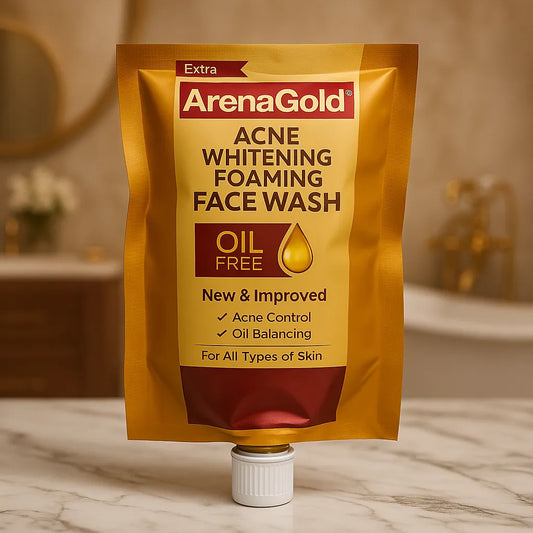 Arena Gold Acne Whitening Foaming Face Wash - Facewash - Anti Acne - Face Wash - Controls Pigmentation - 20g Sachet - Brightens Up Skin & Reduce Acne