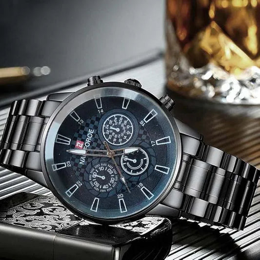 4pcs Men'S Watches Women'S Watches 4pcs Casual And Fashionable, Rome Numerals, Round dial, Quartz Watch And Pendant Necklace, Cuban Bracelet, Ring Set Men Party Holiday Birthday Wear Or As Brother Suitable for Festivals The Best Gift for A Man No Box