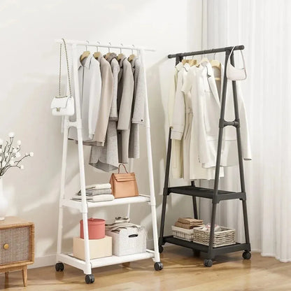 Clothes Hanging Stand - Clothing Racks - Corner Rack - Cloth Hanging Stand - Clothes Hanging Stand for Room - Cloth Stand - Clothes Hanging Stand for Bedroom - Corner Cloth Rack with 3 Layers Storage Shelves & Double Hooks