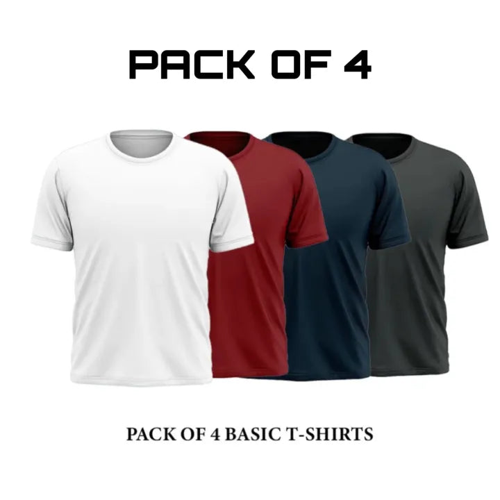 Pack of 4 - Basic Tshirts For Men - Soft & Comfortable Fabric Tshirts for men