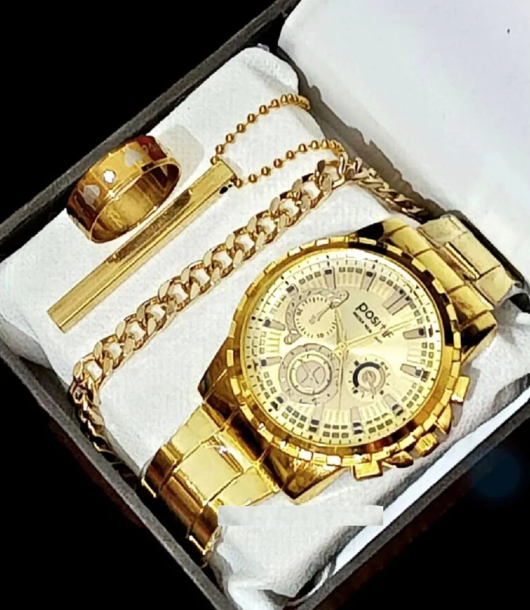 business steel straps round dial wrist watches hand watch-silver watch- men watches-watch for boys-watch for men-watch for kids-watch for young's-watch for boys + Bracelet + With Chain+Ring -High Quality In Random Dial watch stylish-branded-watch