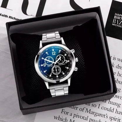 Fashion Mens Stainless Steel Watches Wristwatch Calendar Luminous Clock Men Business Casual Watch
